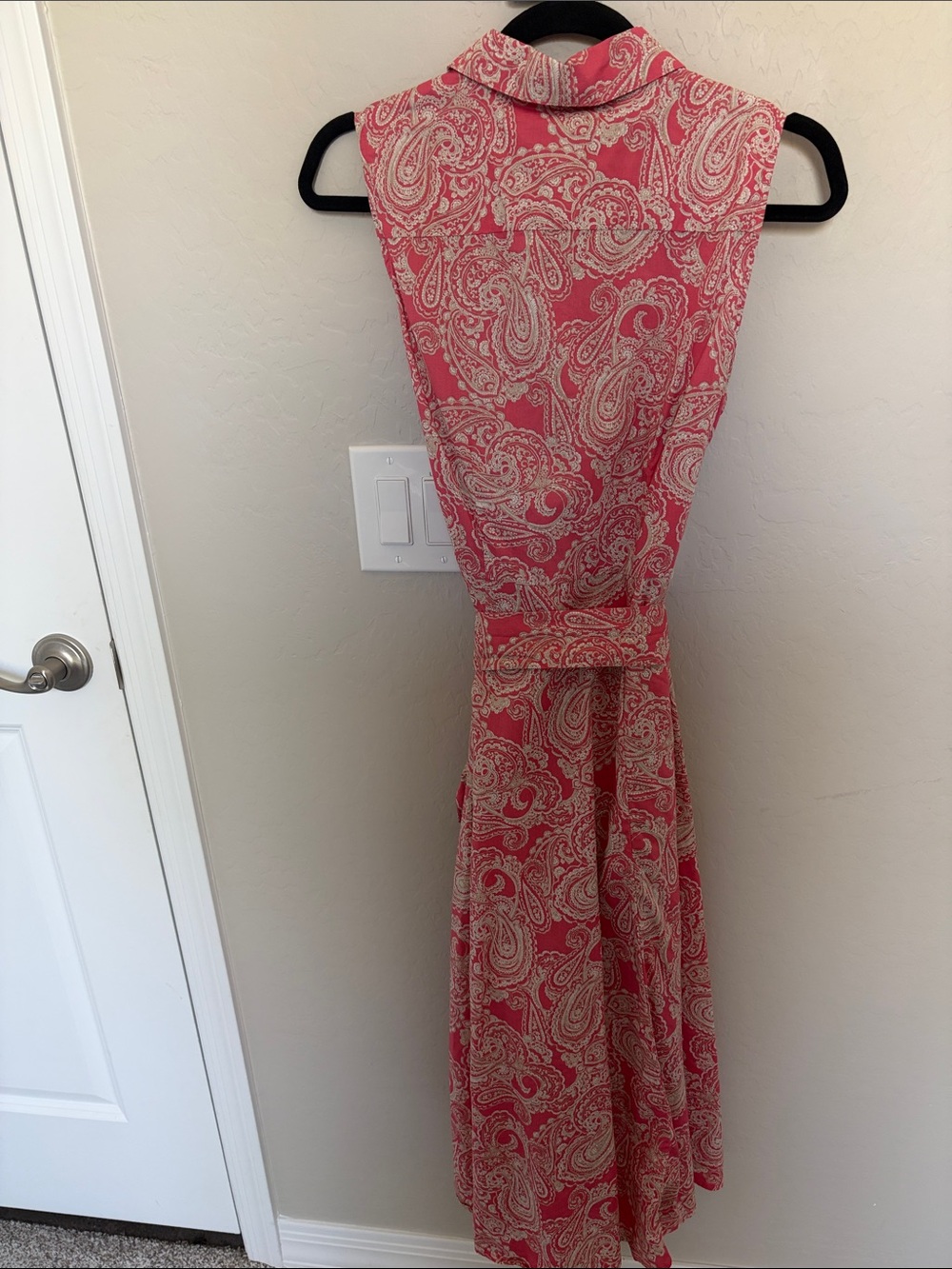 Tommy Hilfiger Pink Paisley Button-Front Maxi Dress with Tie Waist - Picture 3 of 3